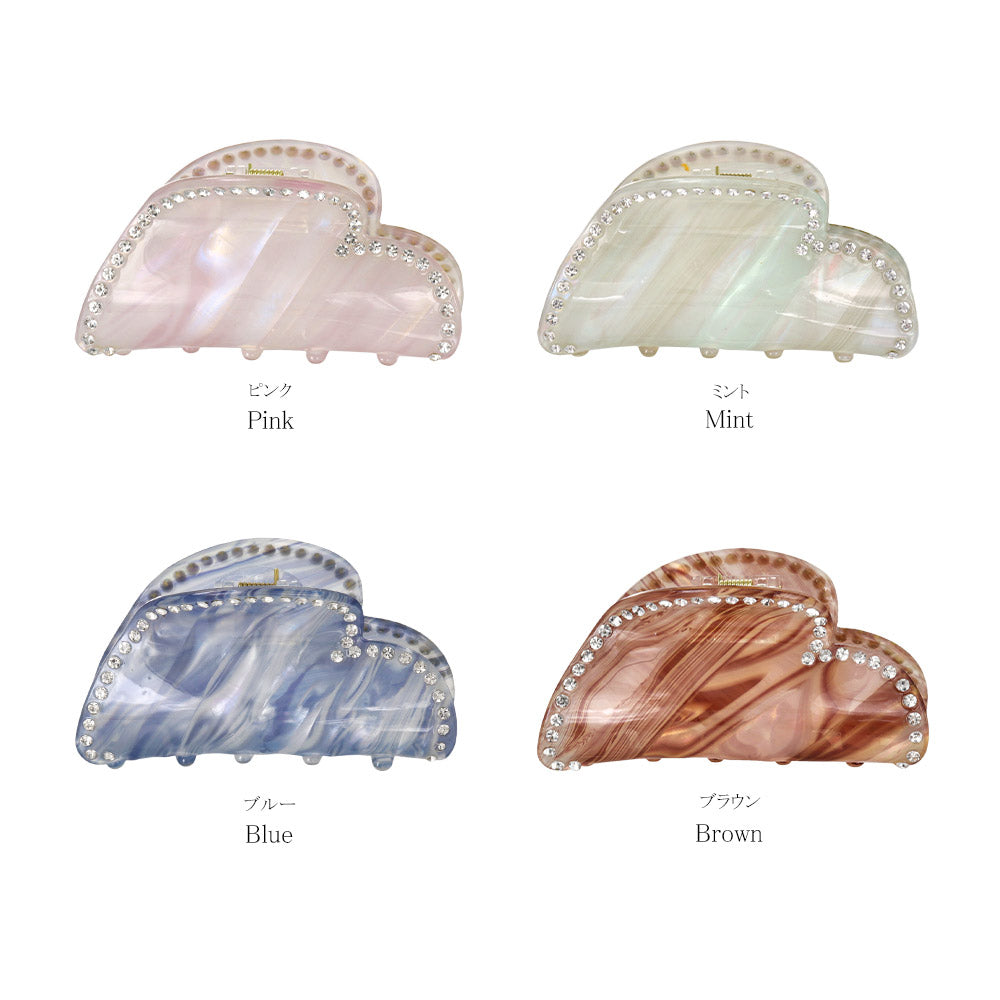 Rhinestone Marble Heart Hair Claw
