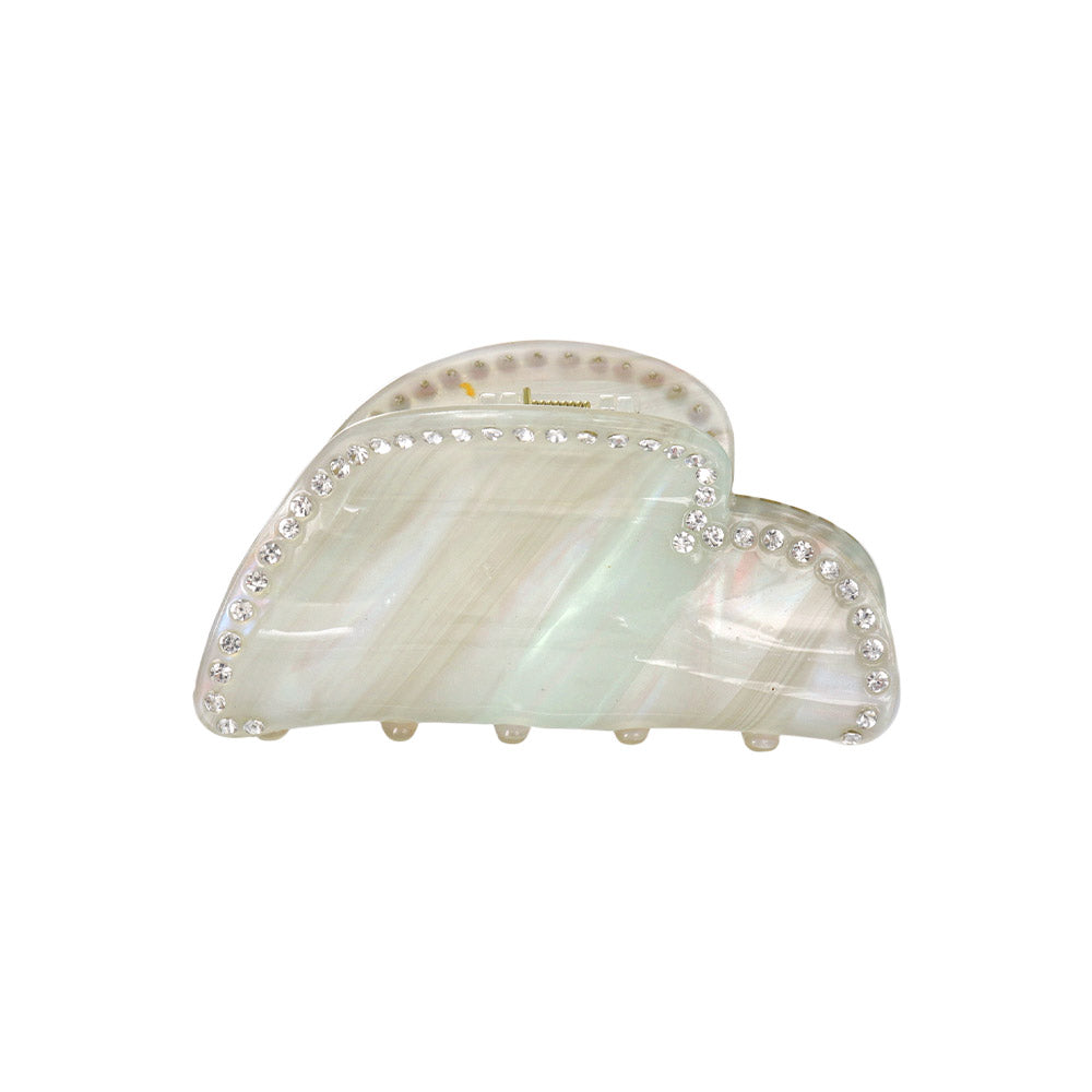 Rhinestone Marble Heart Hair Claw