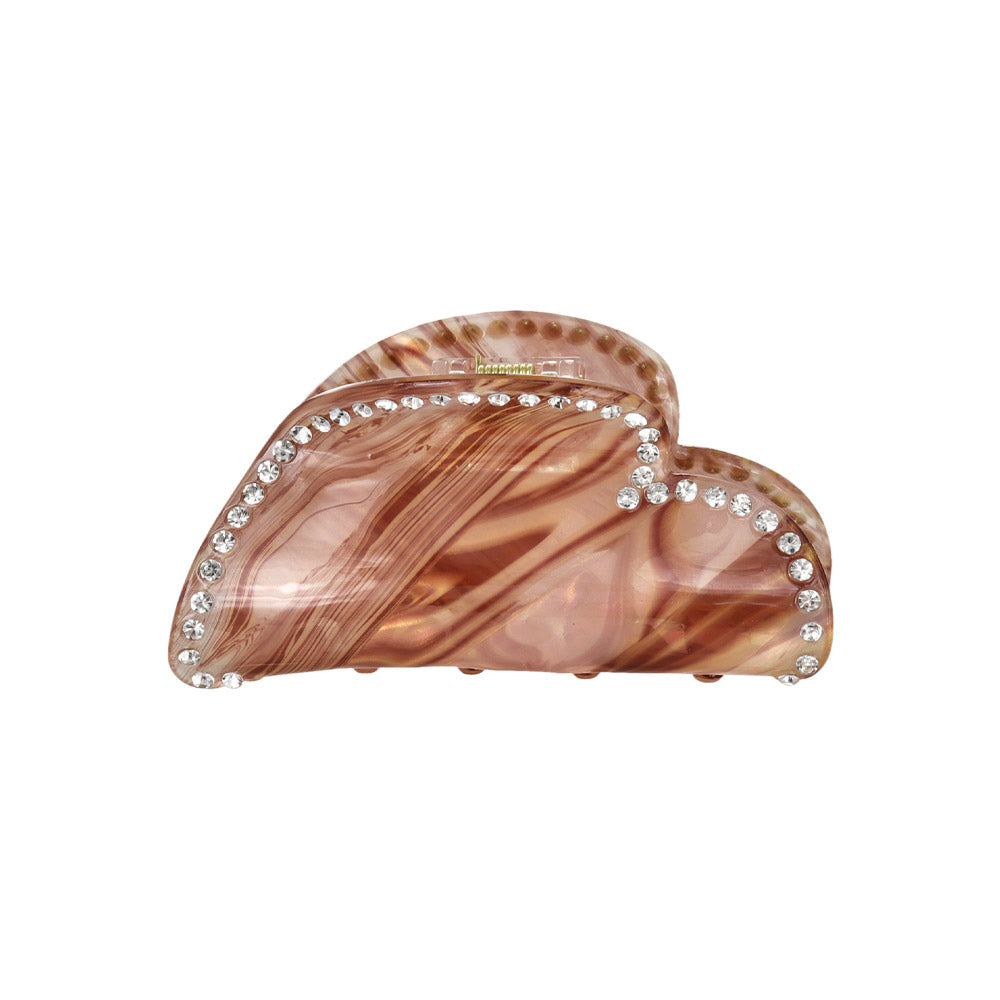 Rhinestone Marble Heart Hair Claw