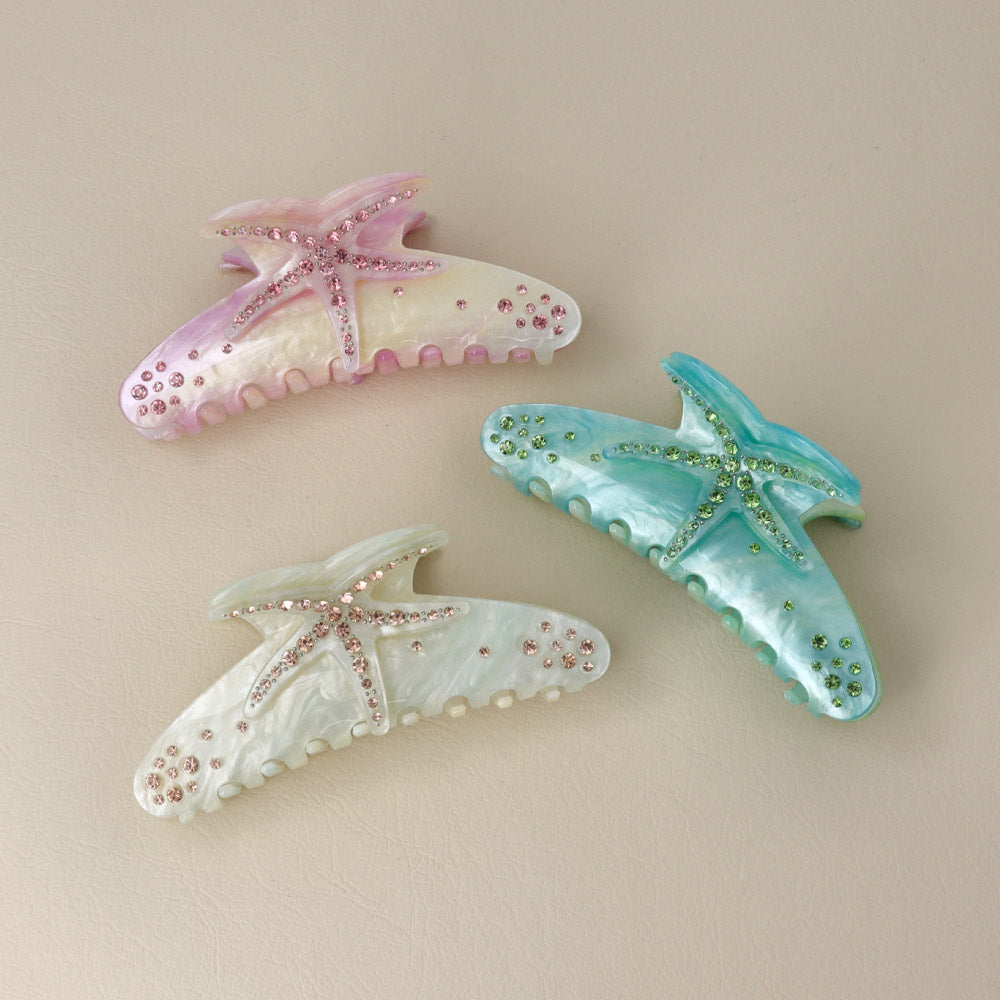 Rhinestone Starfish Hair Claw - osewaya