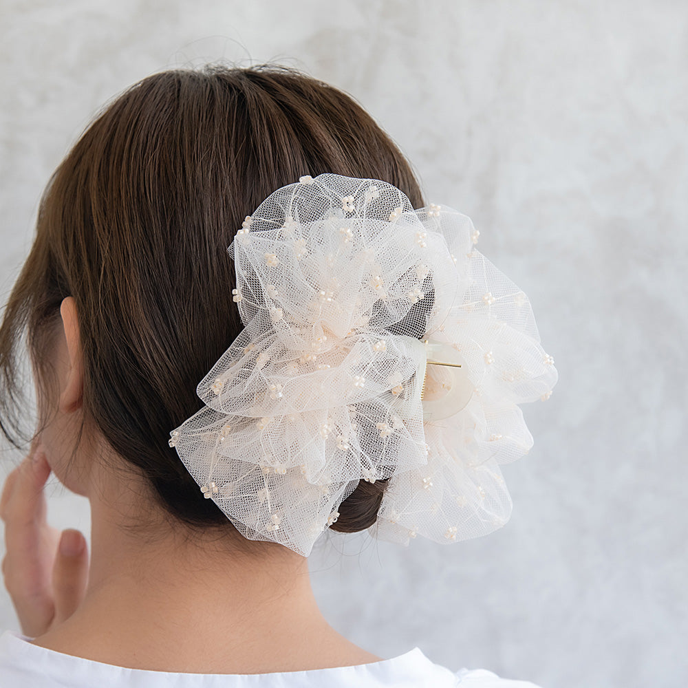 Ruffle Tule Hair Claw