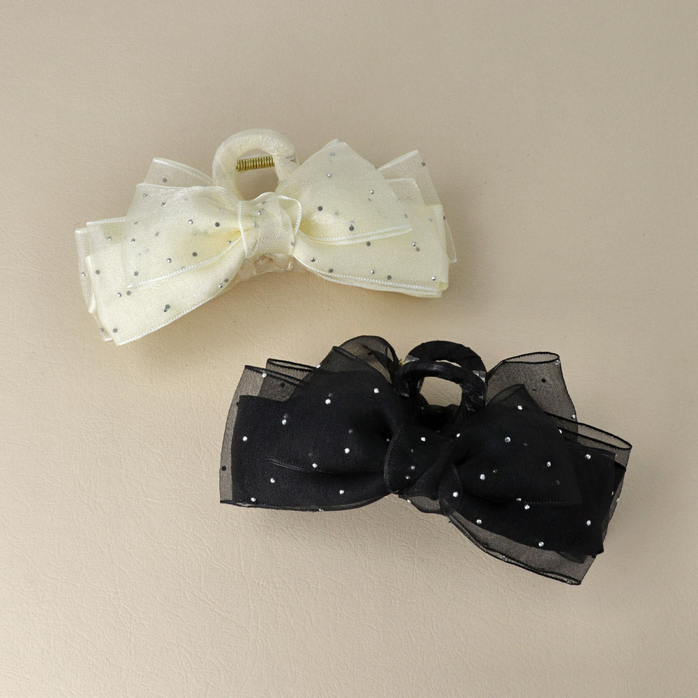 Dotted Layered Bow Hair Claw