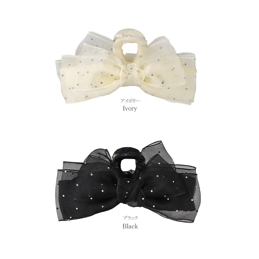 Dotted Layered Bow Hair Claw