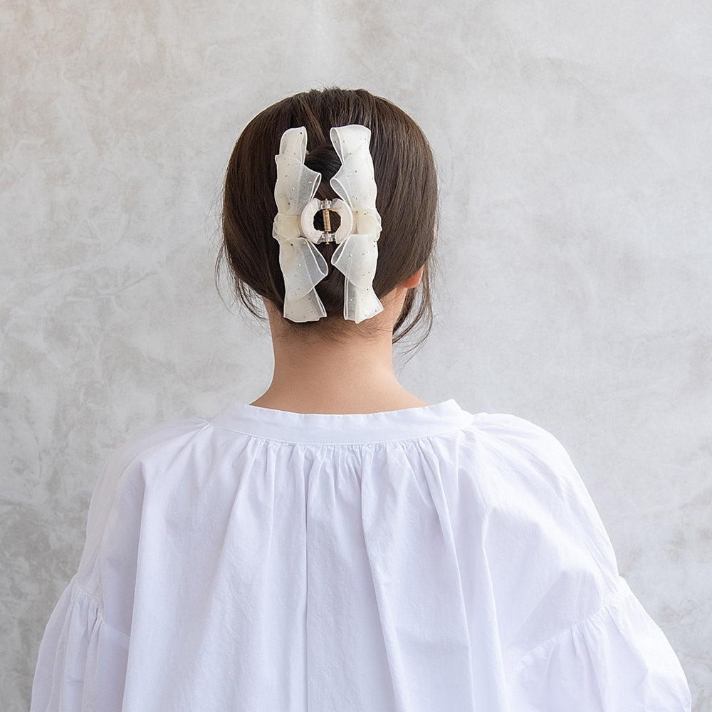 Dotted Layered Bow Hair Claw