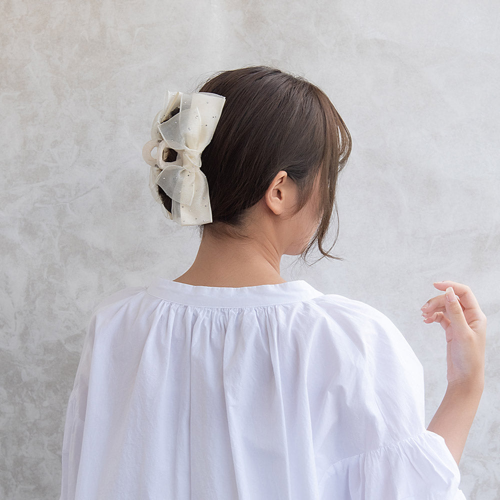 Dotted Layered Bow Hair Claw