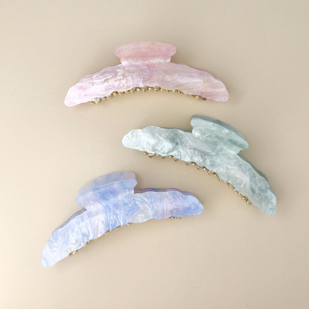 Oversized Marble Scallop Hair Claw - osewaya