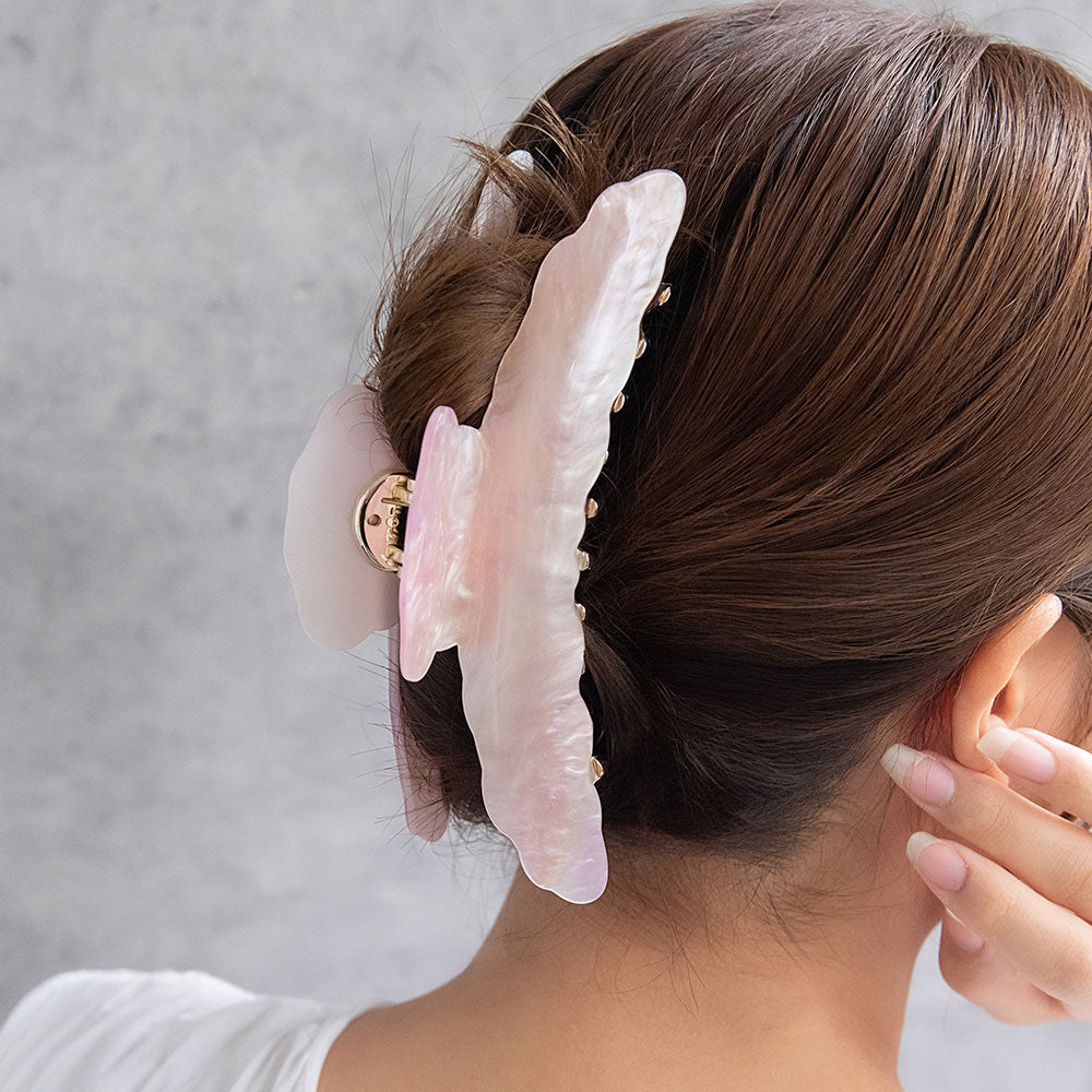 Oversized Wavy Marble Hair Claw - osewaya