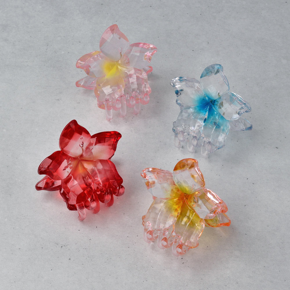 Faceted Crystal Flower Hair Claw - osewaya
