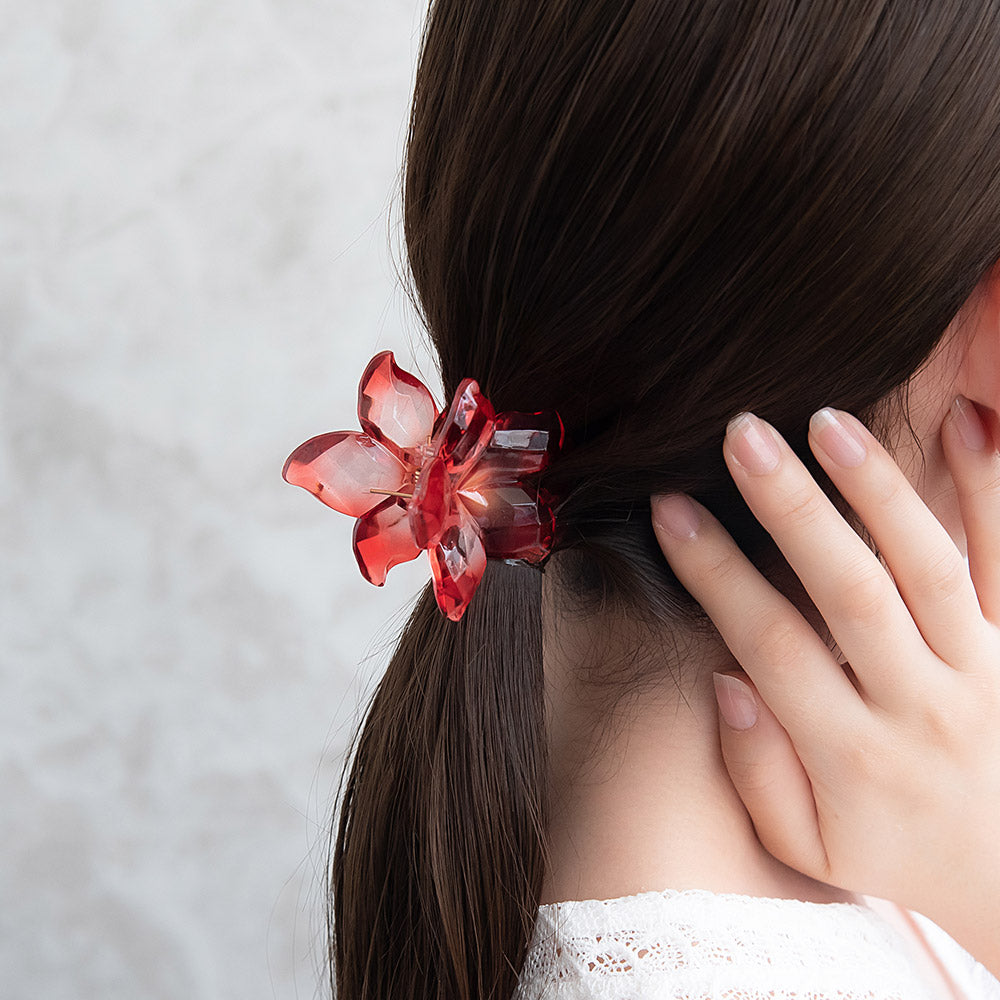 Faceted Crystal Flower Hair Claw - osewaya
