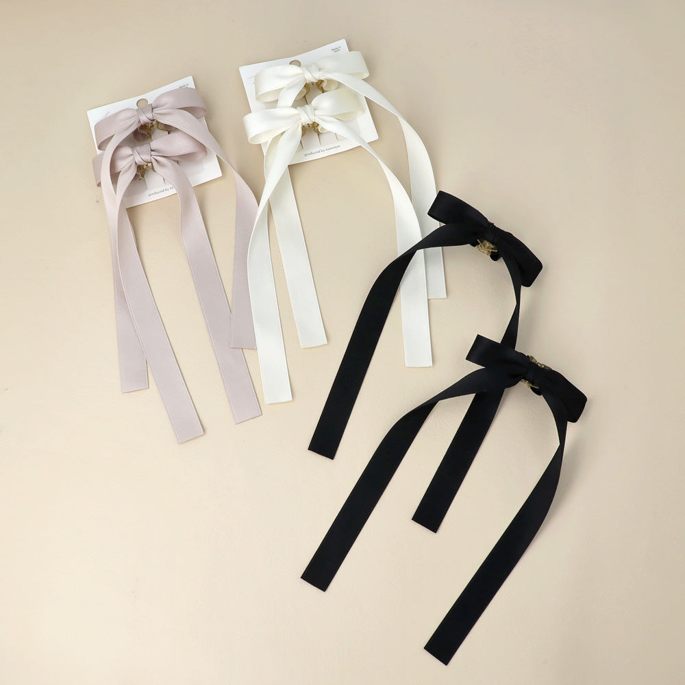 Long Tail Bow Hair Clip Set