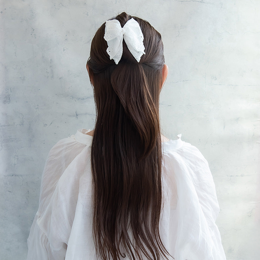 Scallop Layered Bow Hair Claw
