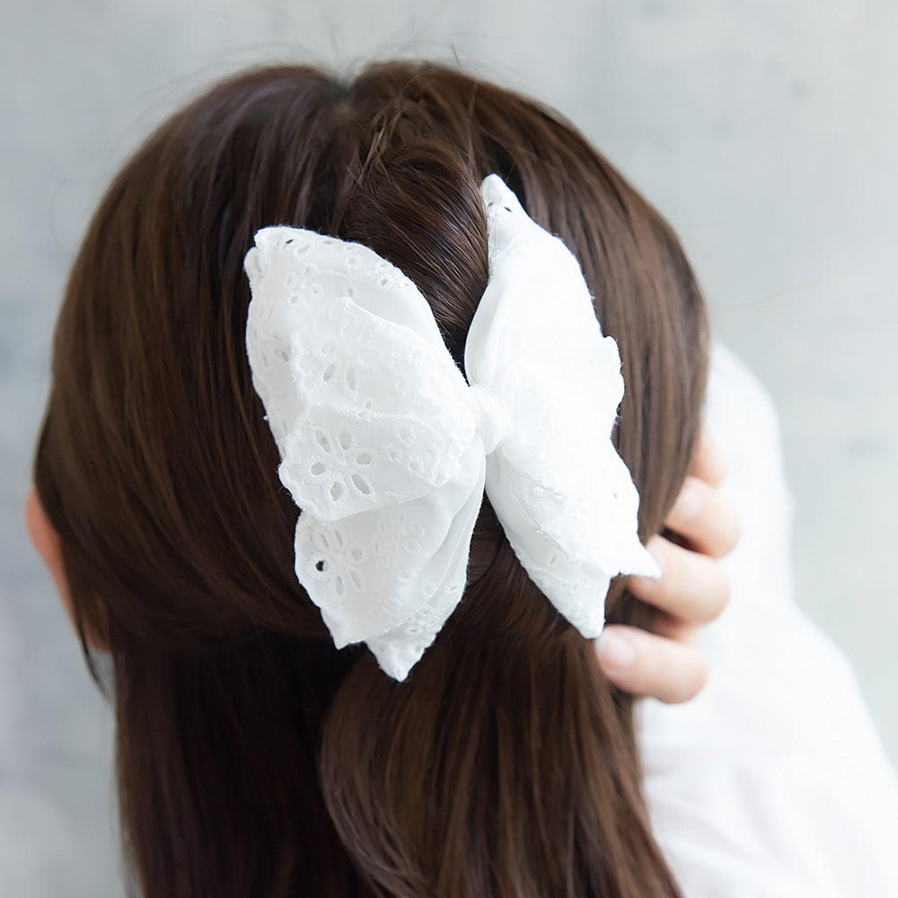 Scallop Layered Bow Hair Claw