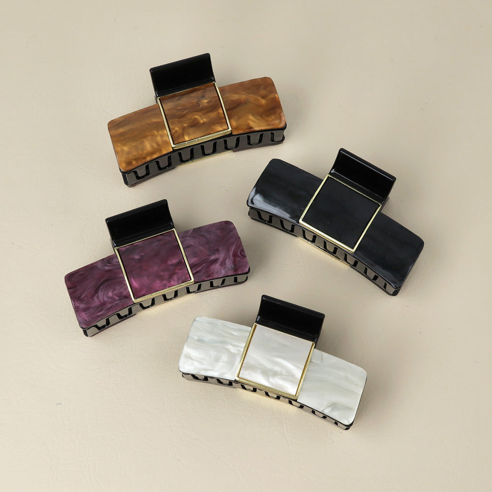 Marble Rectangle Hair Claw