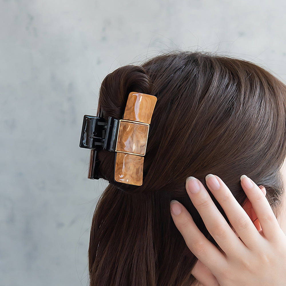 Marble Rectangle Hair Claw