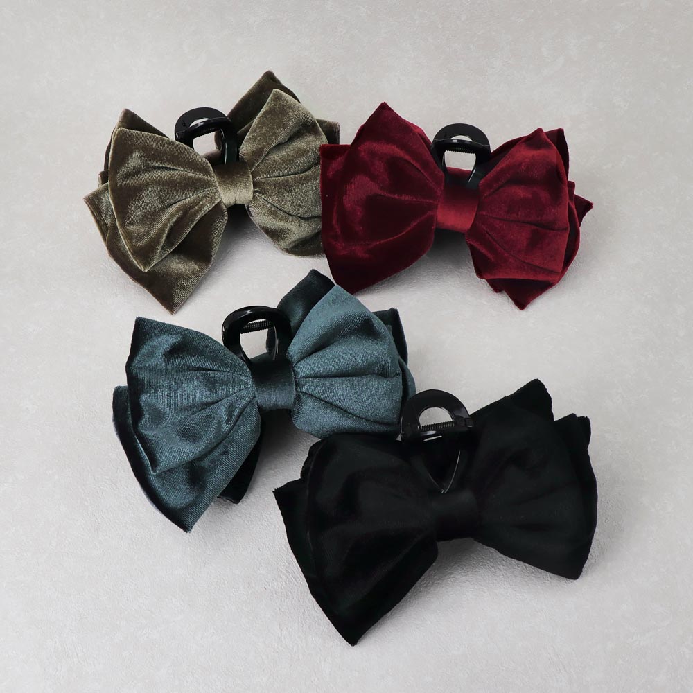 Dark Velvet Bow Hair Claw