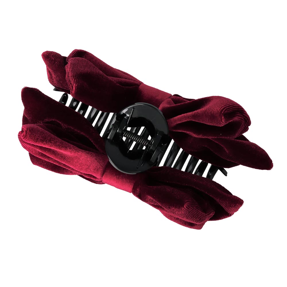 Dark Velvet Bow Hair Claw