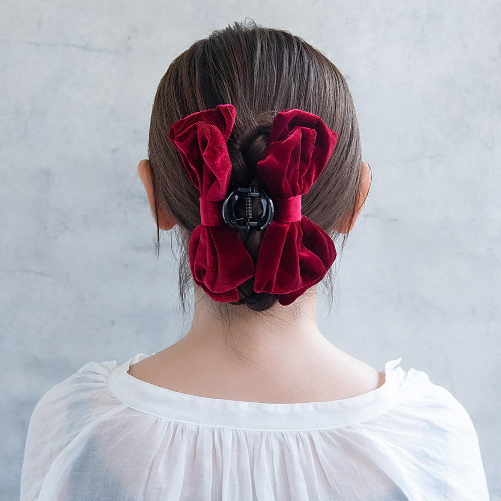 Dark Velvet Bow Hair Claw