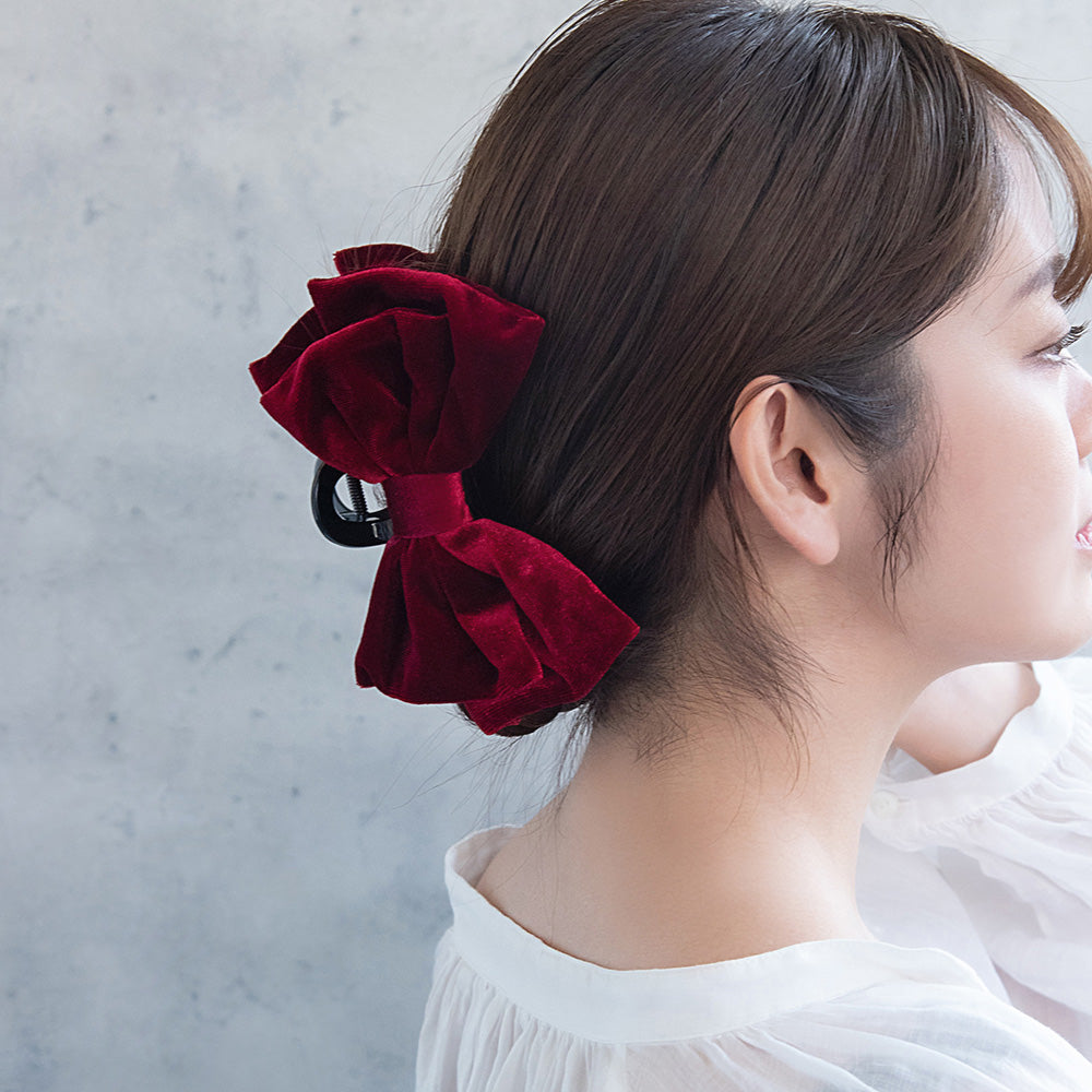 Dark Velvet Bow Hair Claw
