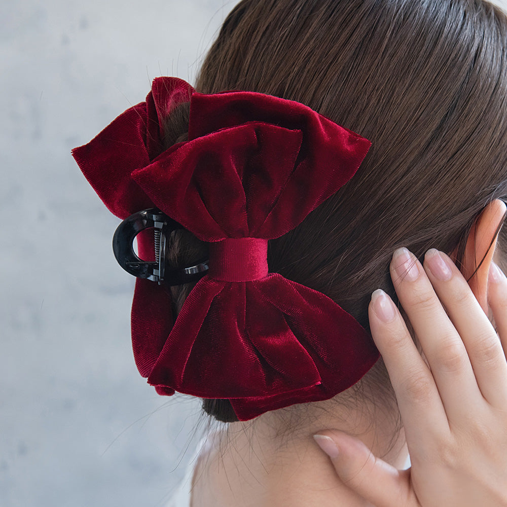 Dark Velvet Bow Hair Claw