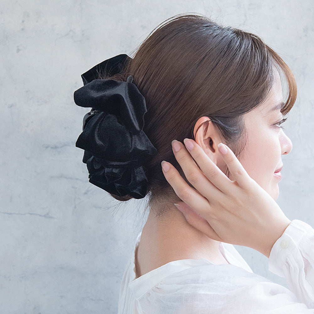 Ruffle Dark Velvet Hair Claw