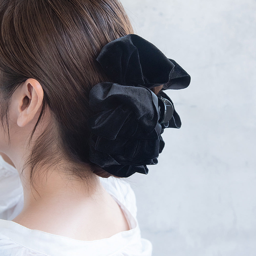 Ruffle Dark Velvet Hair Claw
