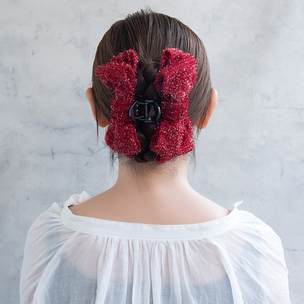 Fuzzy Big Bow Hair Claw