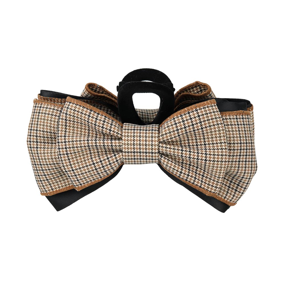 Plaid Layered Bow Hair Claw