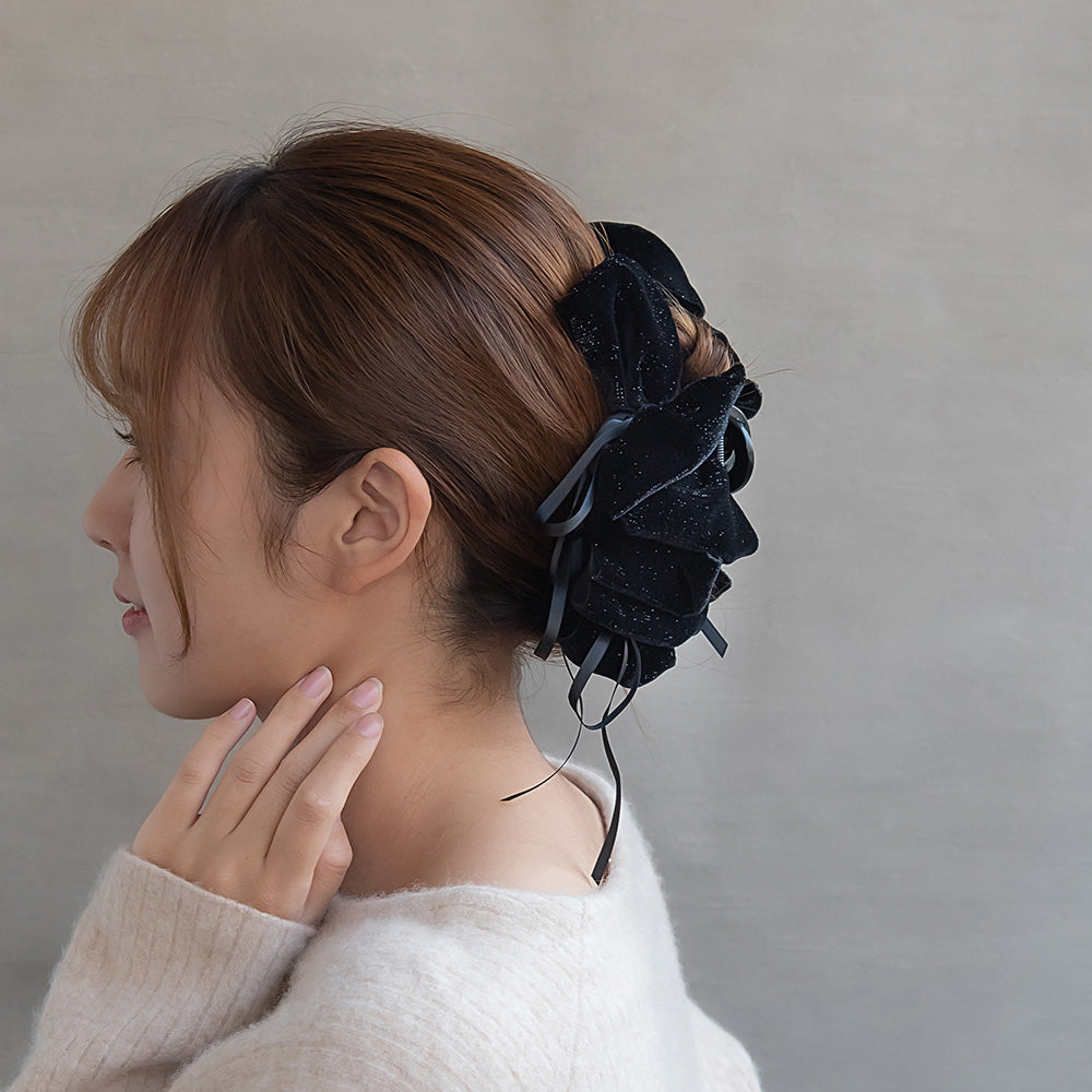 Skinny Bow Glittery Hair Claw