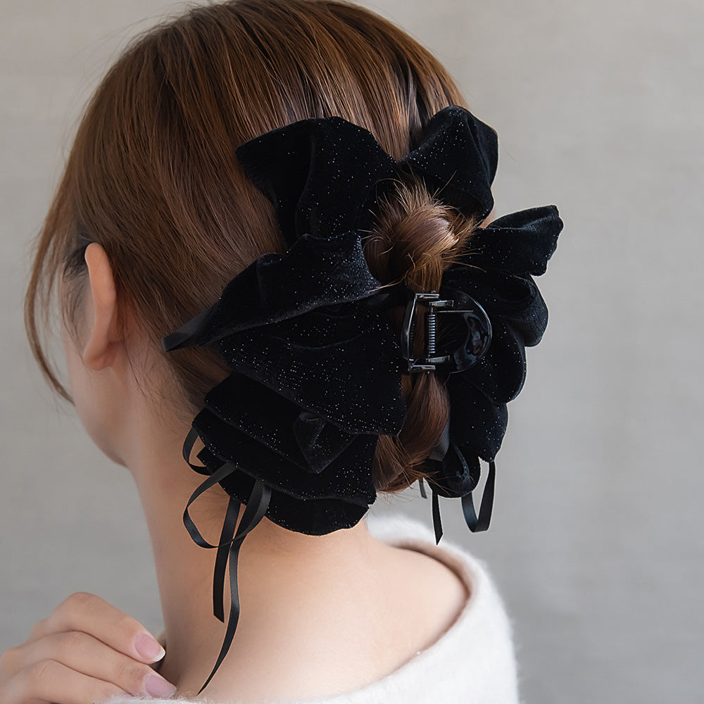 Skinny Bow Glittery Hair Claw - osewaya