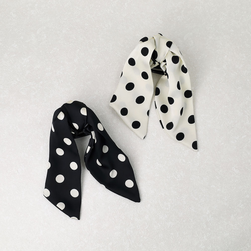 Dotted Long Bow Hair Clip