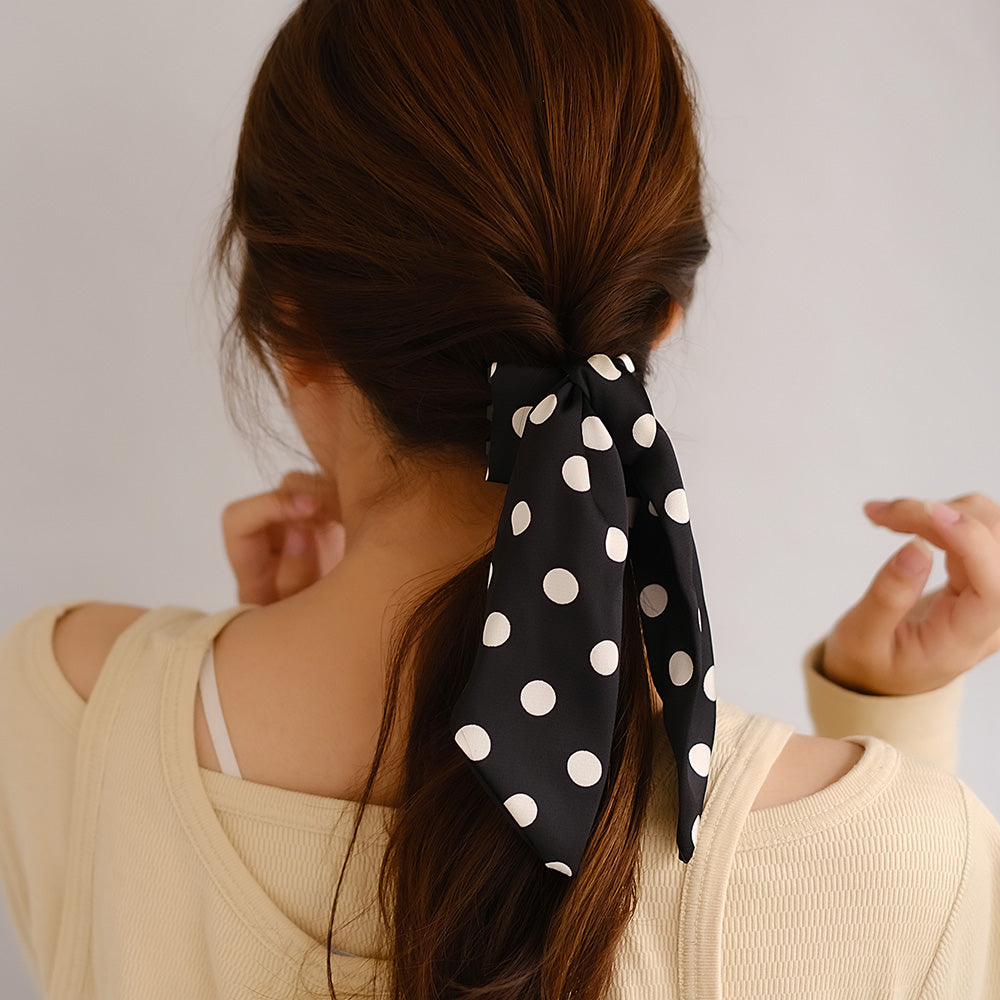 Dotted Long Bow Hair Clip