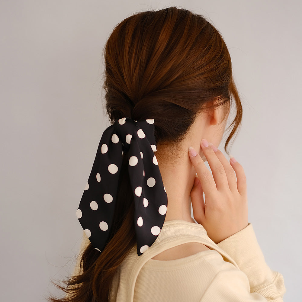 Dotted Long Bow Hair Clip