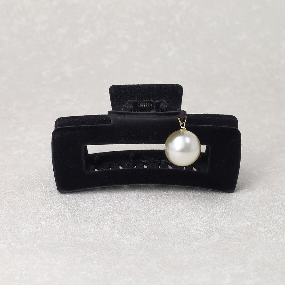 Big Pearl Flocked Rectangle Hair Claw
