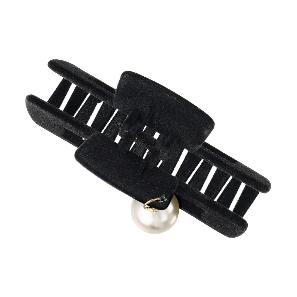 Big Pearl Flocked Rectangle Hair Claw