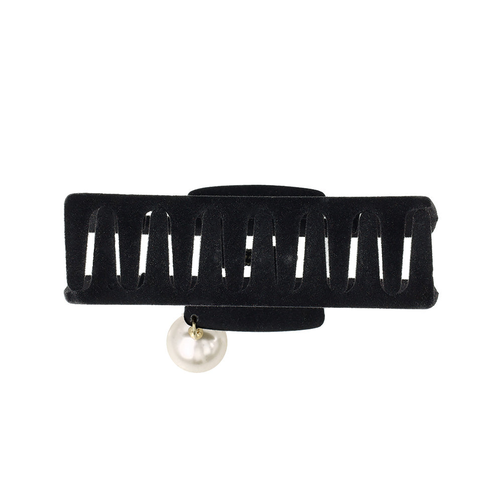 Big Pearl Flocked Rectangle Hair Claw