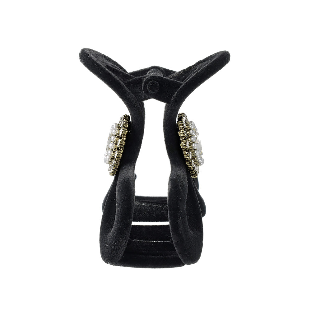 Crystal Embellished Flocked Bow Hair Claw