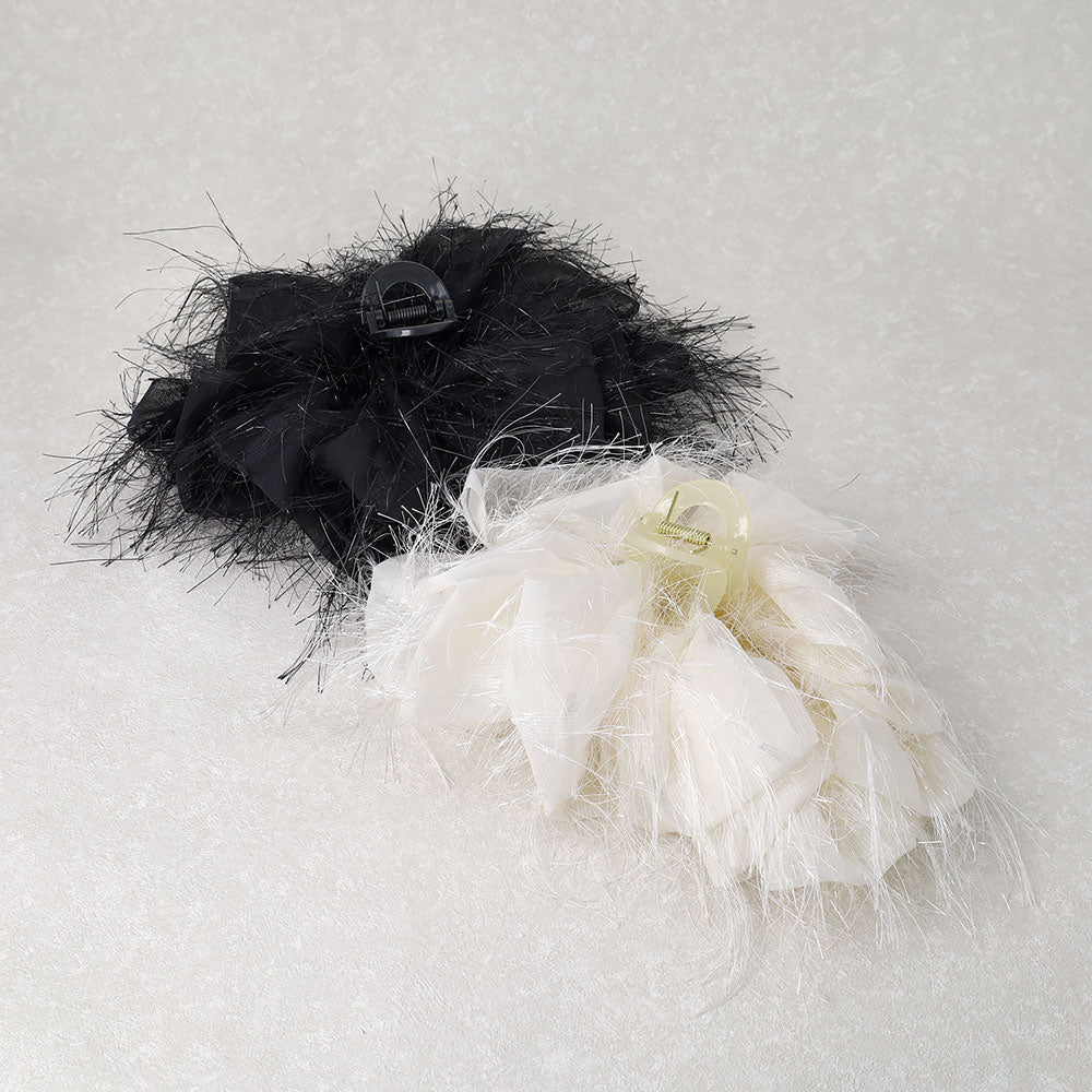 Oversized Hairy Bow Hair Claw