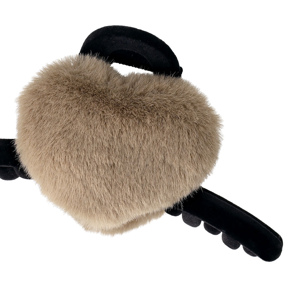 Fluffy Heart Flocked Hair Claw