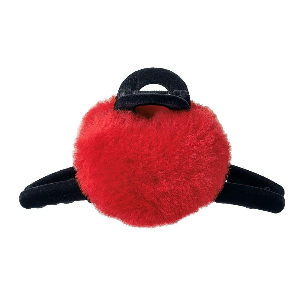 Fluffy Heart Flocked Hair Claw