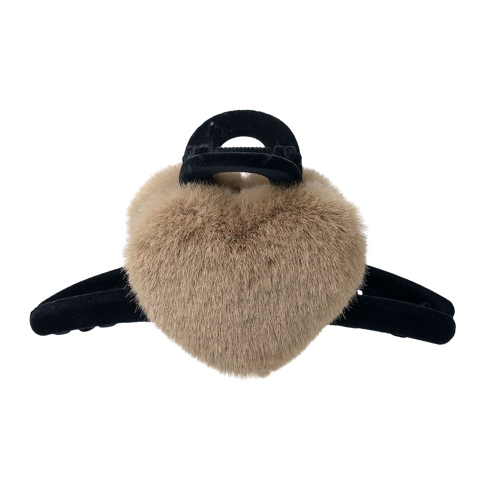 Fluffy Heart Flocked Hair Claw