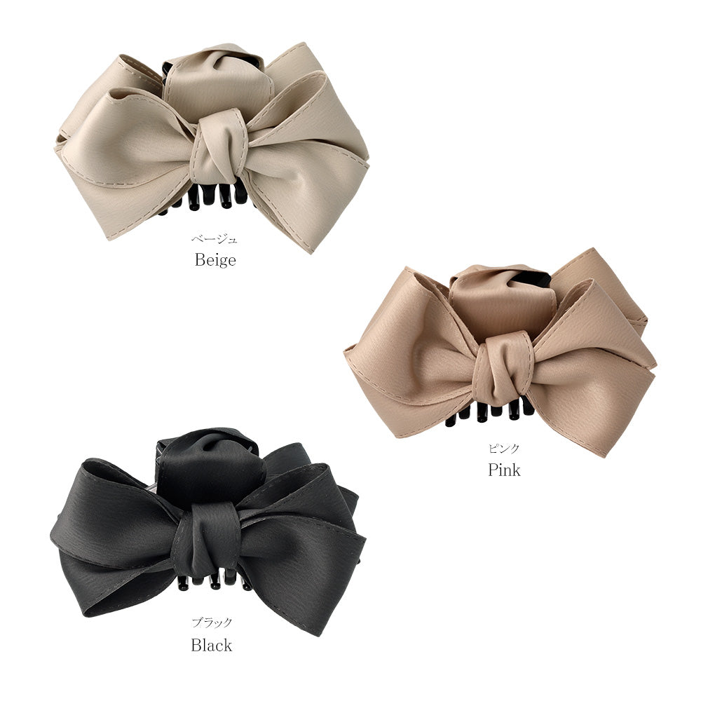 Sleek Neutral Bow Hair Clip