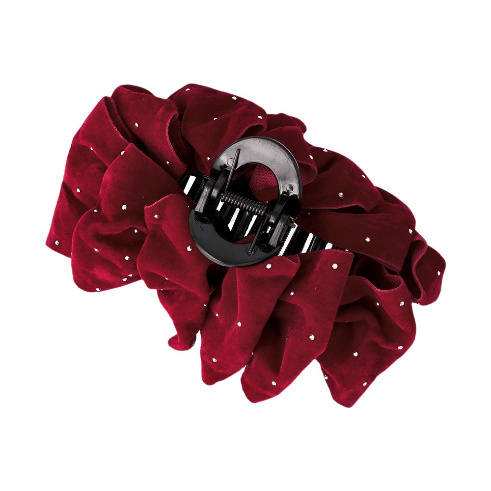 Ruffle Dotted Velvet Hair Claw