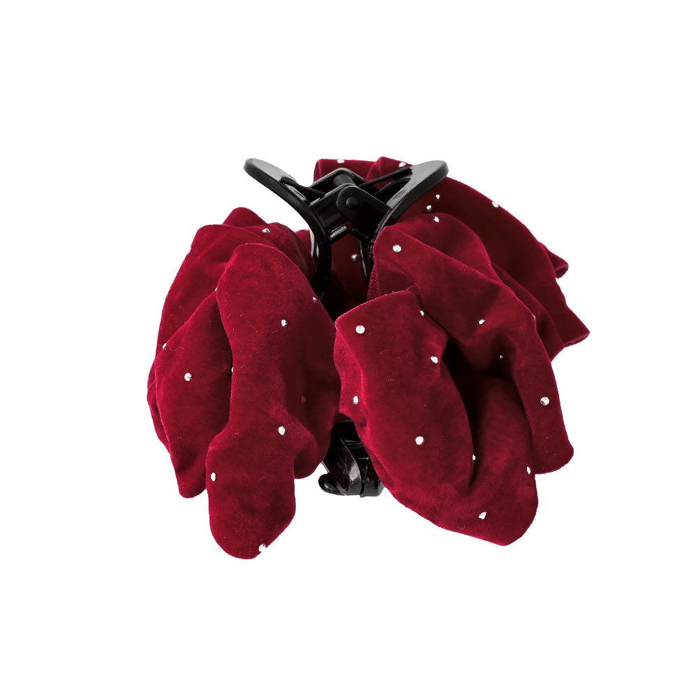 Ruffle Dotted Velvet Hair Claw