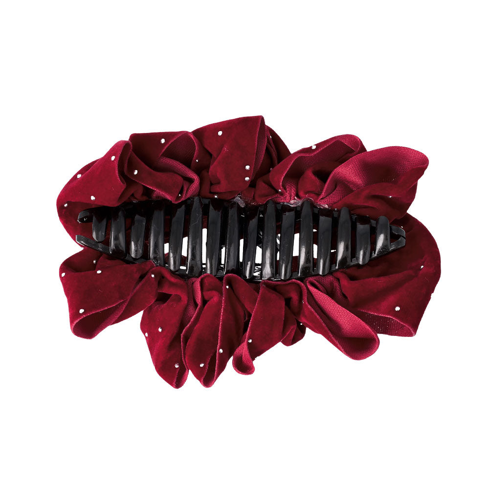 Ruffle Dotted Velvet Hair Claw