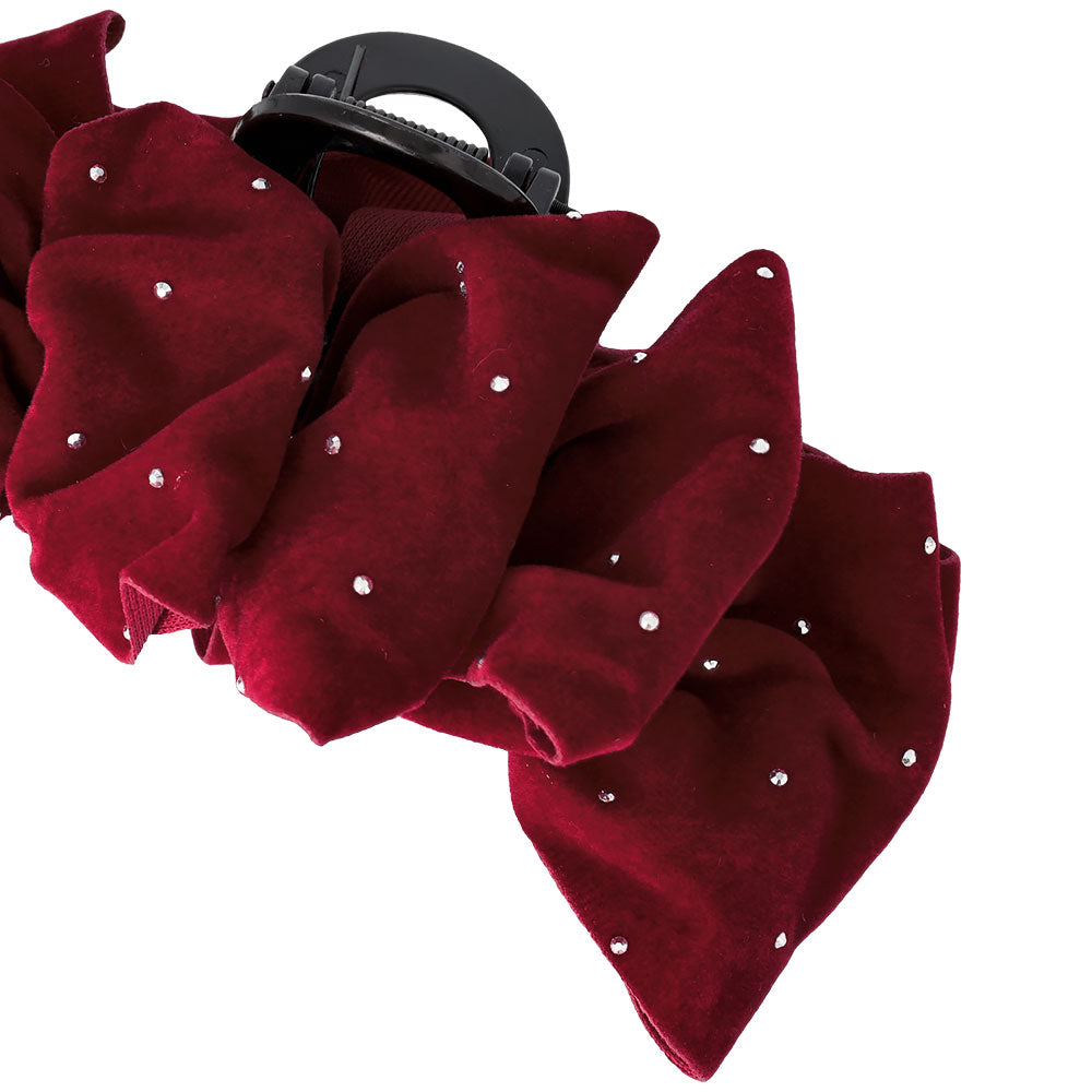 Ruffle Dotted Velvet Hair Claw