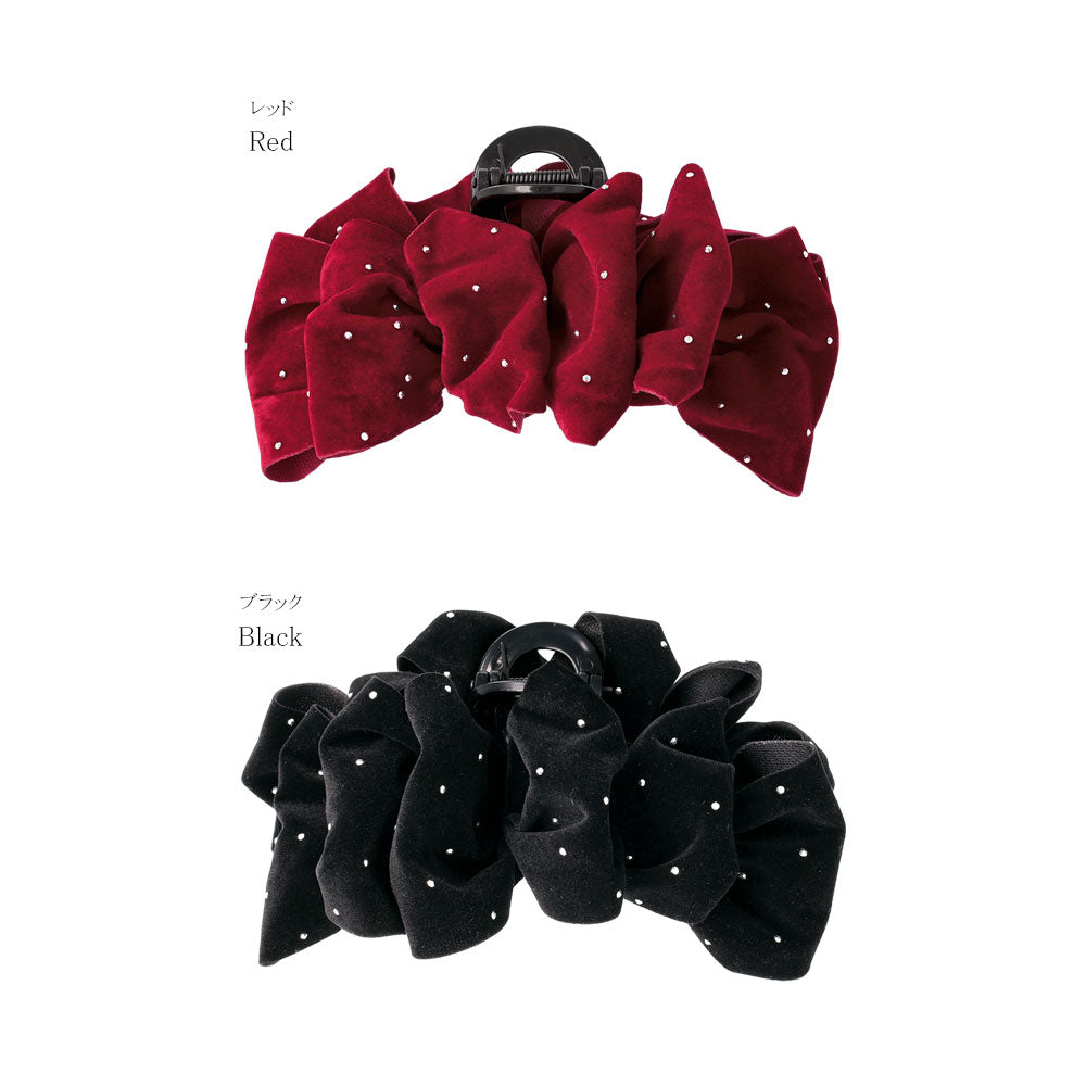Ruffle Dotted Velvet Hair Claw