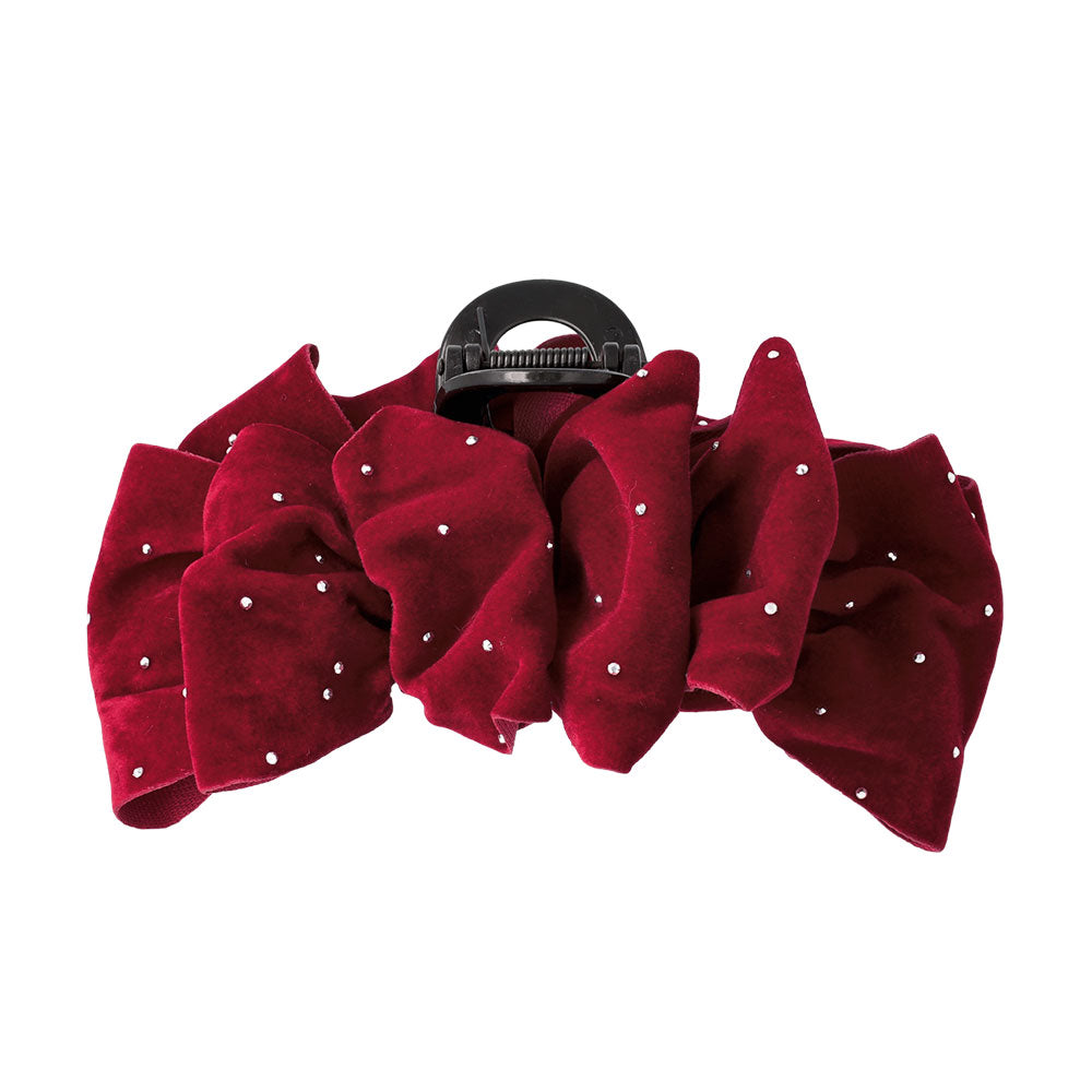 Ruffle Dotted Velvet Hair Claw