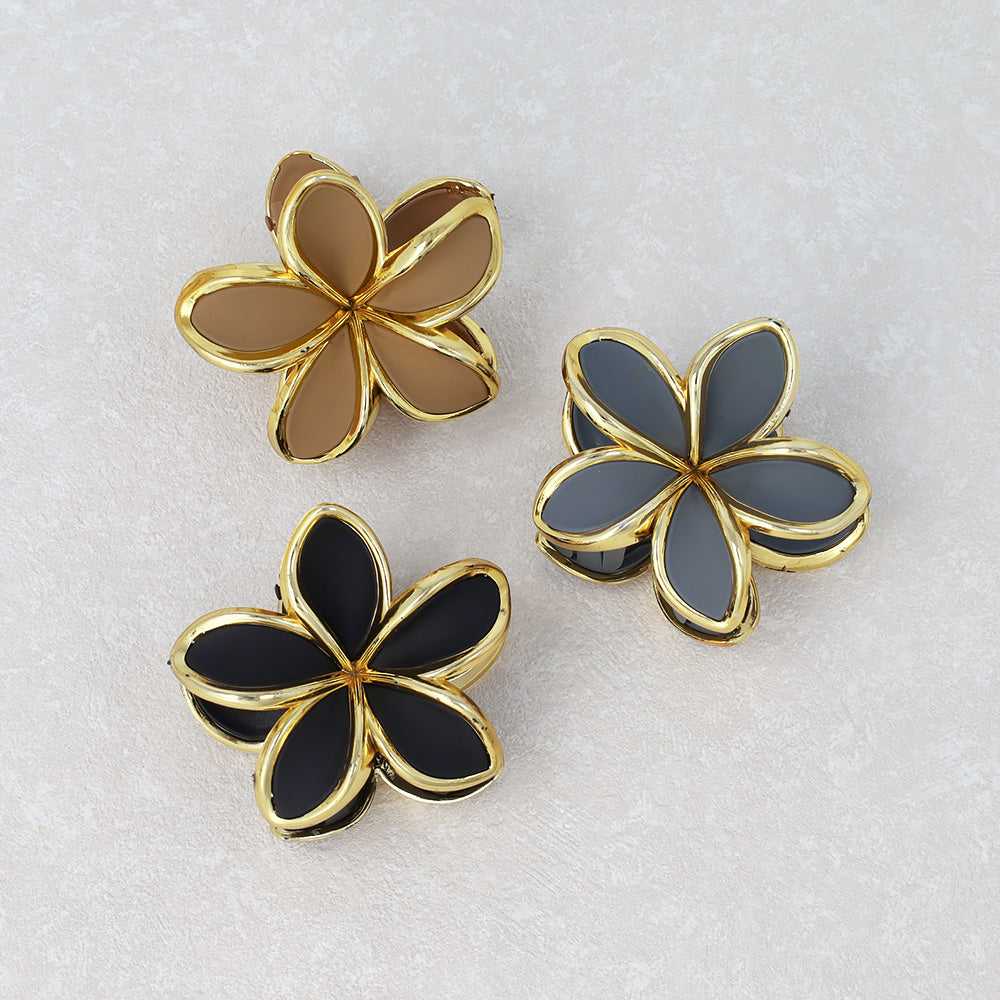 Earth Tone Flower Hair Claw - osewaya