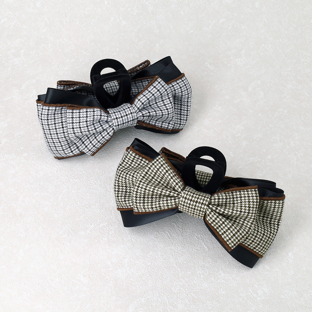 Layered Plaid Bow Hair Claw