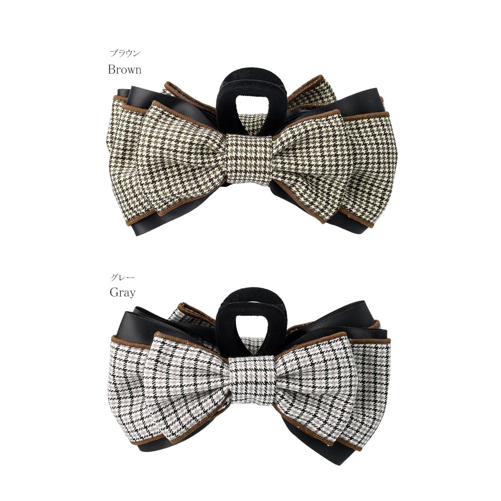 Layered Plaid Bow Hair Claw